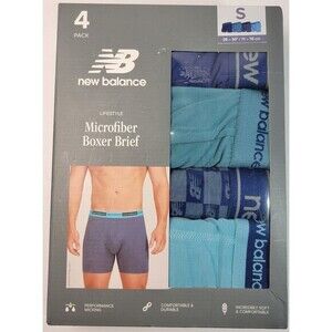 New Balance Lifestyle Microfiber Boxer Brief 4 Pack Men's S 28-30" Blue/Print